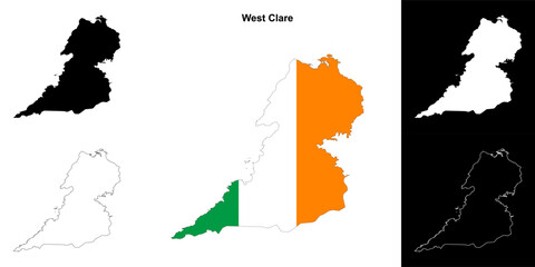 West Clare district blank outline map set