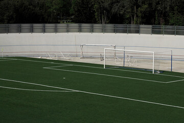 Soccer field synthetic grass view
