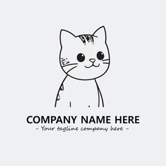 Cat character illustration black and white for logo company vector image
