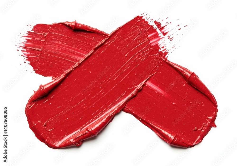 Aufkleber two strokes of red lipstick smeared across each other on a white background in a cross pattern