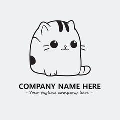 Cat character illustration black and white for logo company vector image
