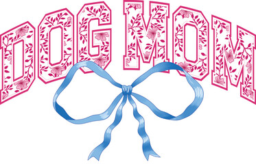 Chinoiserie Dog mom dog lovers varsity with blue bow