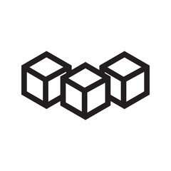 Three ice cubes or sugar cubes set flat vector icons for apps and websites, cube icon symbol with three blocks. cubic building icon, three sugar cubes icon. size 10 EPS