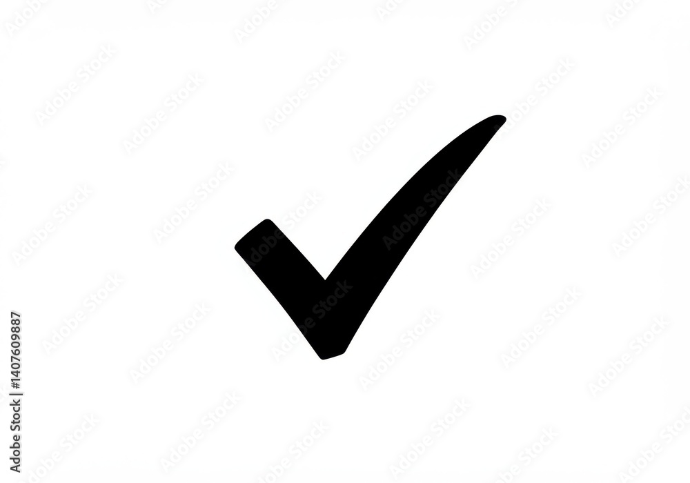 Poster a simple black check mark on a white background indicating approval or completion of a task done