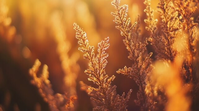 Sunlit garden trees with soft bokeh, a serene escape into nature's warmth.
