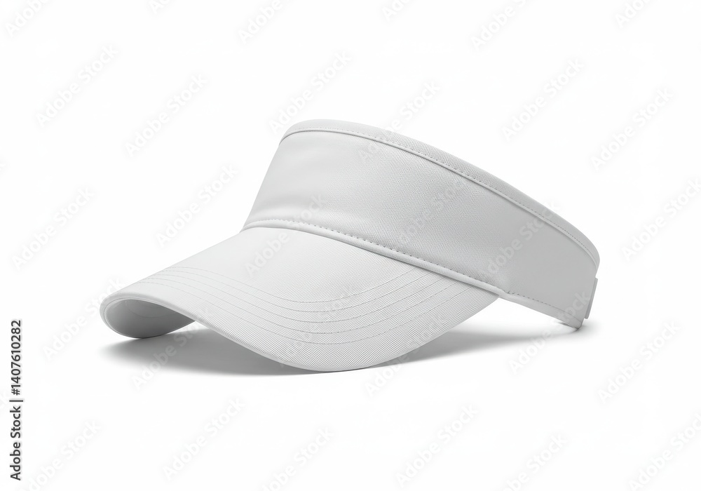 Poster a clean image showcasing a stylish white visor on a plain white background in a studio setting