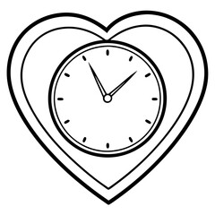 Modern Heart Clock Outline