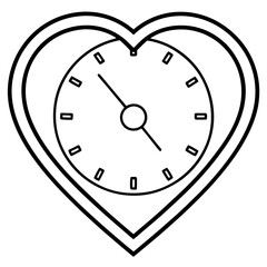 Modern Heart Clock Outline