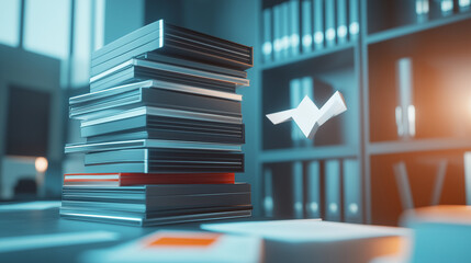 A lifelike photo revealing professional riba-chartered office interior: a harmonious blend of commerce, science, and design, showcasing an expansive m bookcase filled with captivating publications and