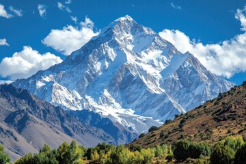 Majestic snow-capped mountain range