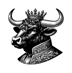Fototapeta premium Cow Head in Royal Attire, a Majestic and Regal Animal Portrait with Detailed Costume
