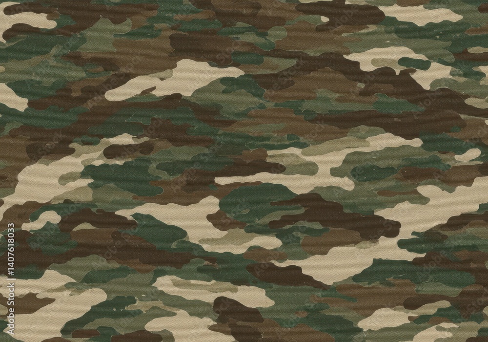 Aufkleber a repeating camouflage pattern with green brown and beige blotches creating a textured surface look