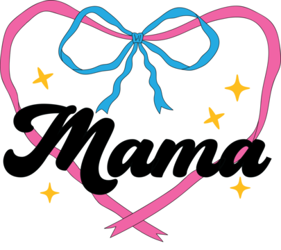 Mother's Day mama text with heart bow