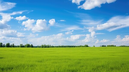 Obraz premium green blue sky and grass