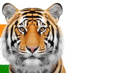Obraz premium Closeup Portrait of a Majestic Tiger with Intense Gaze on White Background