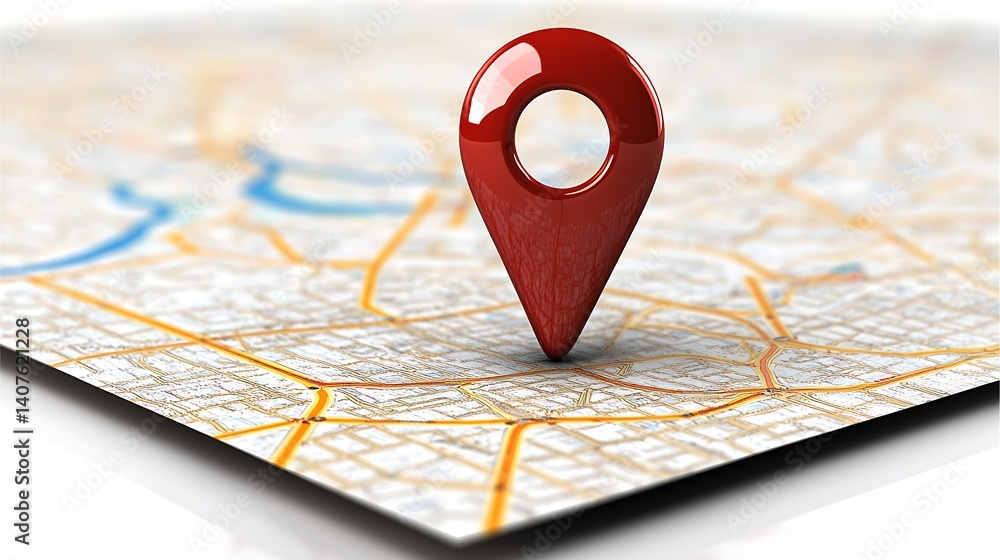 Aufkleber stylish 3d location marker displayed over a vibrant map showcasing geography and travel routes : gen