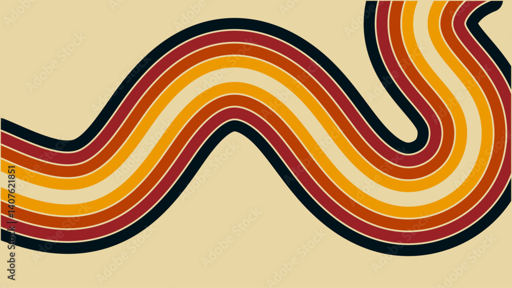 Poster retro abstract background with curved lines