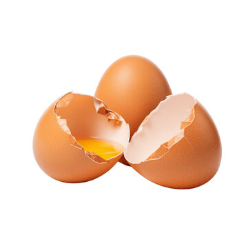 brown egg with shell cracked open isolated on transparent background, png