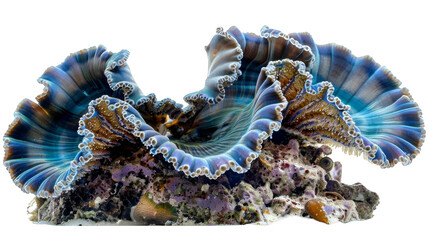 Giant Clam Gracefully Opening in Vibrant Coral Reef Habitat