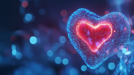 Obraz premium Digital Heart: A Glowing Symbol of Love and Connection