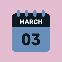 3 march calendar icon vector number date design background
