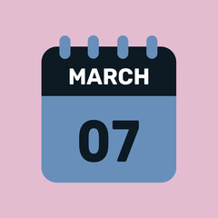 7 march calendar icon vector number date design background