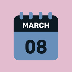 8 march calendar icon vector number date design background