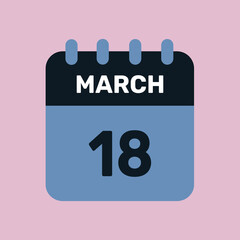 18 march calendar icon vector number date design background