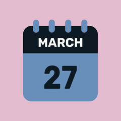 27 march calendar icon vector number date design background