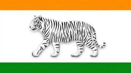 White Tiger Illustration on Tricolor Background
