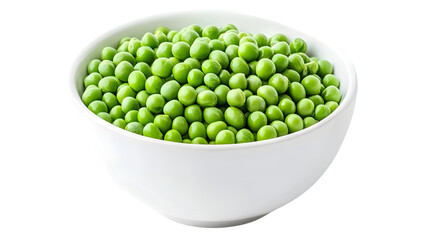 Fresh Green Peas in White Bowl: Top View of Healthy Organic Peas for Cooking Recipes and Food Blogs