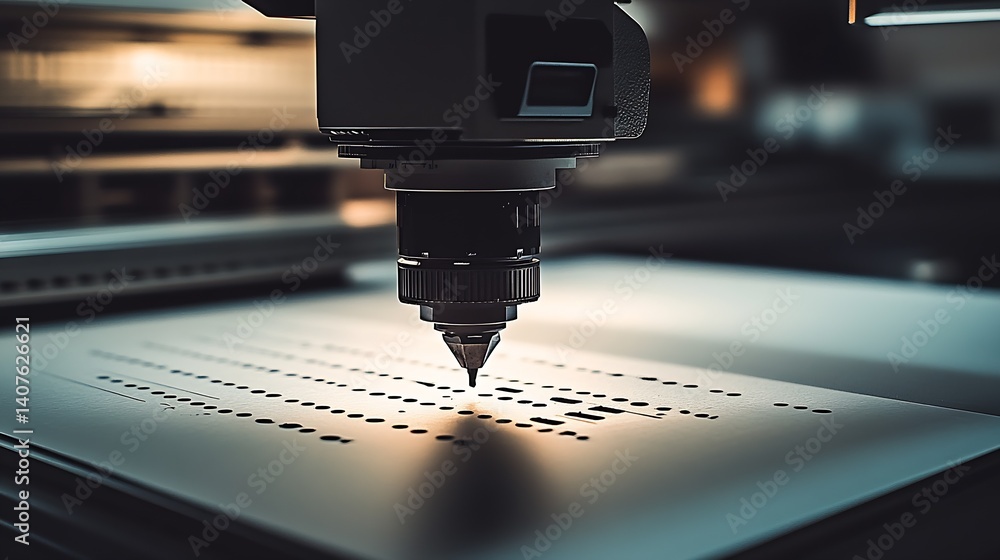 Leinwandbilder advanced machining technology showcasing the intricate process of laser engraving on a work surface 