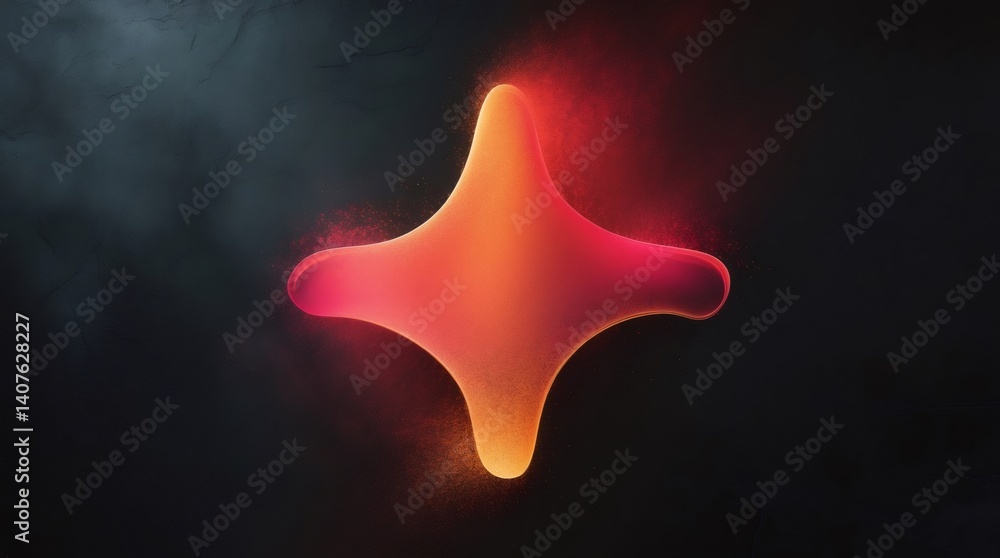 Aufkleber abstract cross shape dissolving and glowing on a dark textured background, creating a vibrant and dy