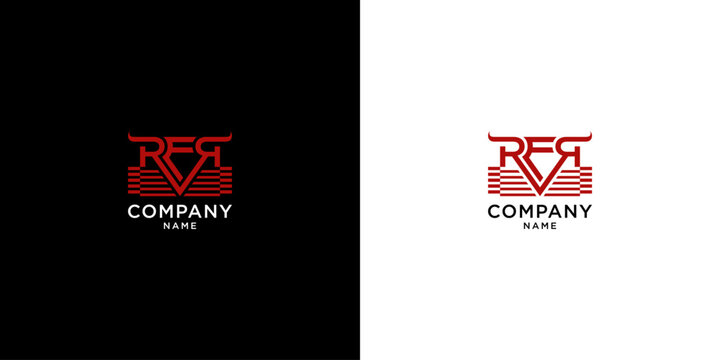 RFR letter logo design Bull horn concept Elegant Star Logo Design in Black and White