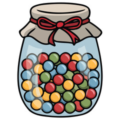 sugar candy jar round treats isolated vector illustration on white background