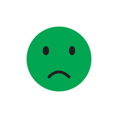 Green Sad Face Simple Vector Emoticon Icon