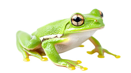Obraz premium Vibrant Green Tree Frog on White Background - Isolated Transparent Image