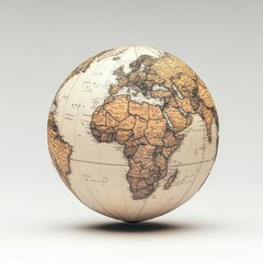 Antique globe, world map, vintage style, detailed continents.