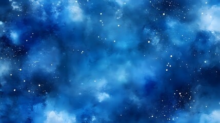 Obraz premium Blue Nebula Watercolor Space Background - Abstract art