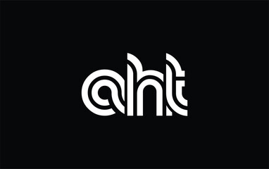 Obraz premium AHT Creative Unique Modern Letter Logo Design. Stylized logo featuring a unique letter design, presenting abstract minimalist aesthetics and modern appeal.