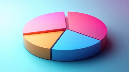 Obraz premium Colorful Pie Chart with Soft Gradient Background for Data Visualization and Business Analysis