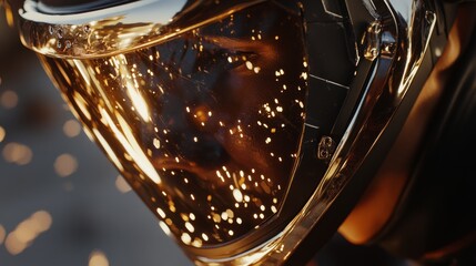 Female welder inspecting a freshly welded metal joint at a worksite. Featuring craftsmanship and safety