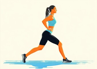 Fototapeta premium Woman Lunge Exercise Fitness Training Workout Motivation for Legs and Butt