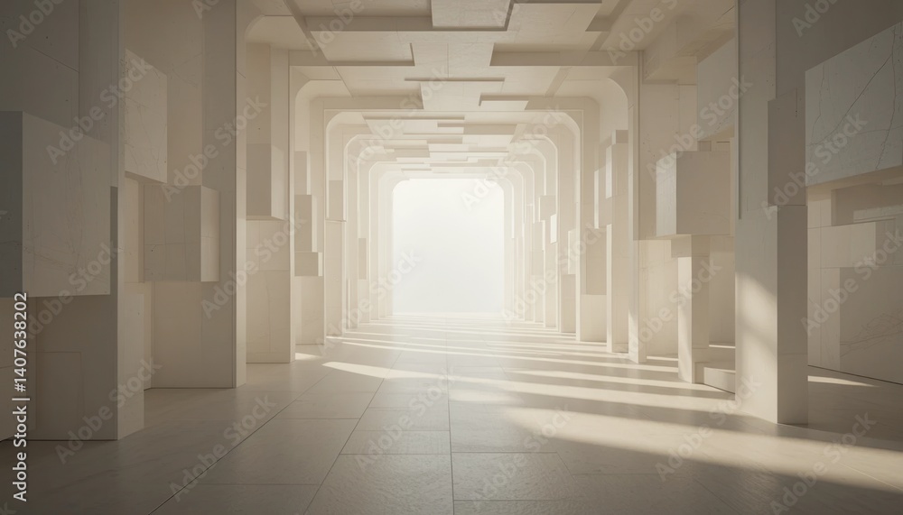 Poster exploring minimalist architecture modern gallery image series bright environment perspective on spac