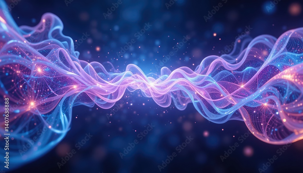 Poster dynamic energy waves illustrating digital connectivity abstract visualization sci-tech environment f