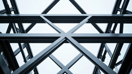 Naklejka premium Construction worker securing the roof framework. Featuring strength and precision