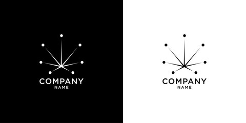Abstract Cannabis Leaf Logo Design with 7 dots