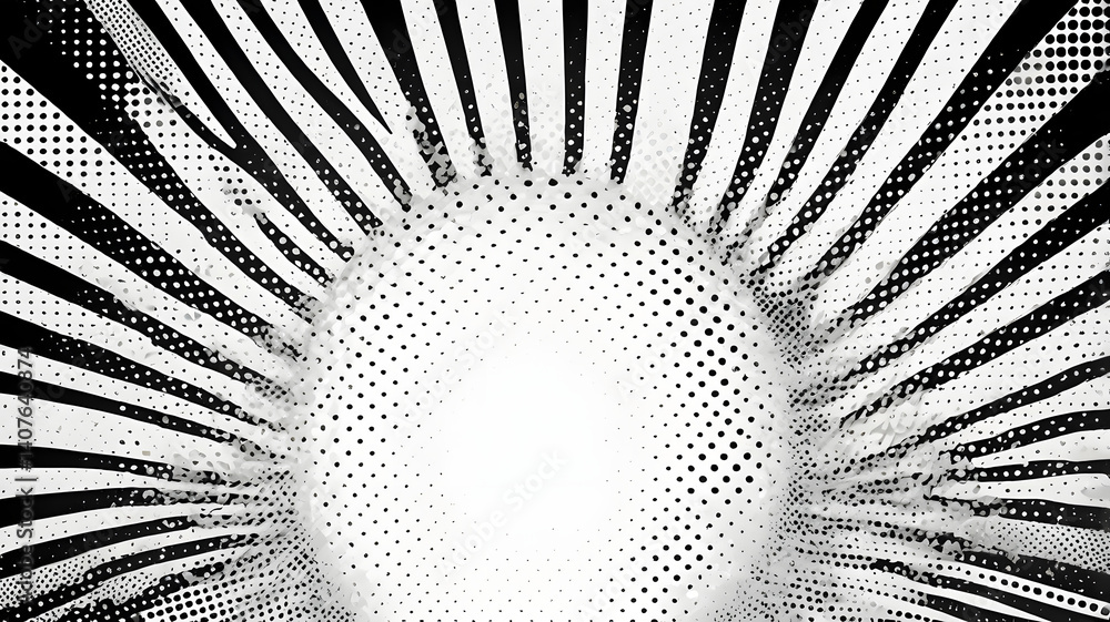 Poster black and white radiance: a striking image of an explosion of graphic art style with converging line