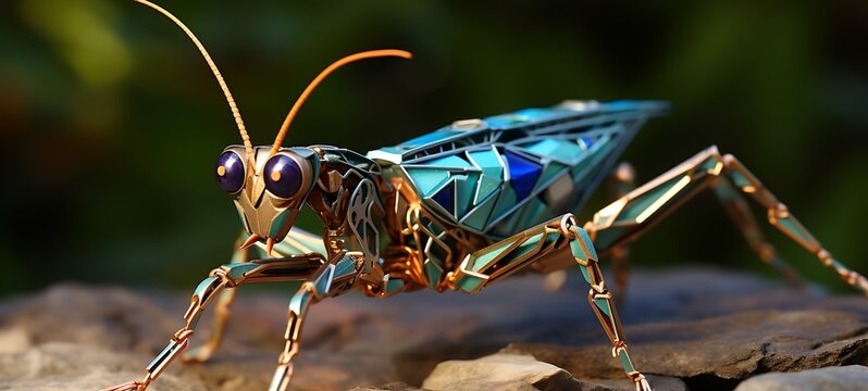 Paper quilling Mantis Nano Robot with an armoured Diamond, ai generative