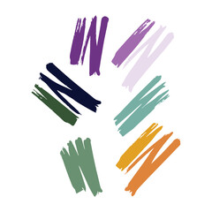 Obraz premium Purple, Blue, Orange and Green Marker Stroke Set for Abstract Art